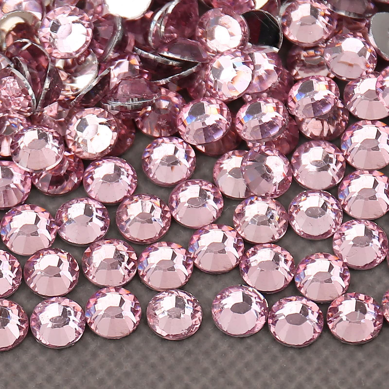 10000PCs 2-6MM Pink Resin Flat Back Rhinestones with Silver Bottom, Round Non…