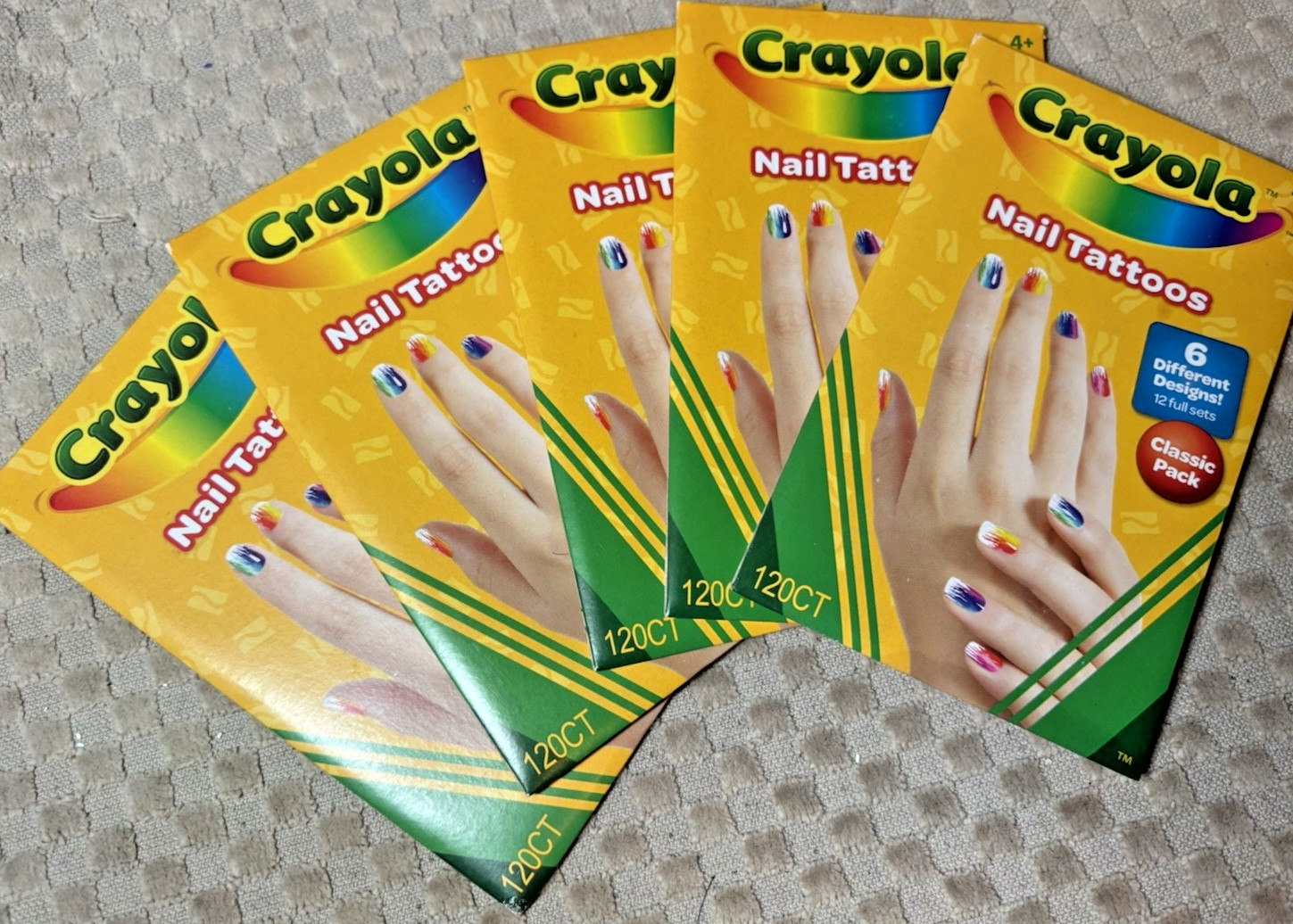 5 Crayola nail tattoos for kids Classic Pack 120 -EACH 6 Designs