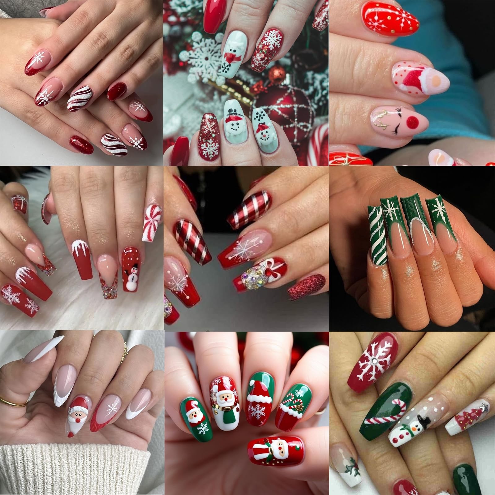 4Sheets Christmas Nail Art Stickers Hot White Lattice Santa Claus Nail Sticke…