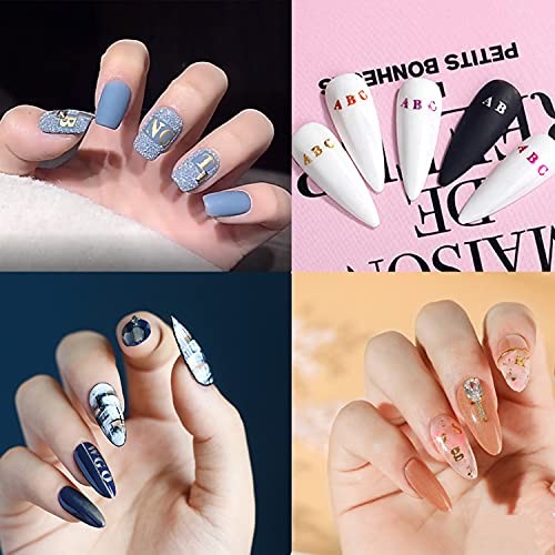 12 Colors Nail Art Stickers, 3D English Self-Adhesive Sticker Design, Letters