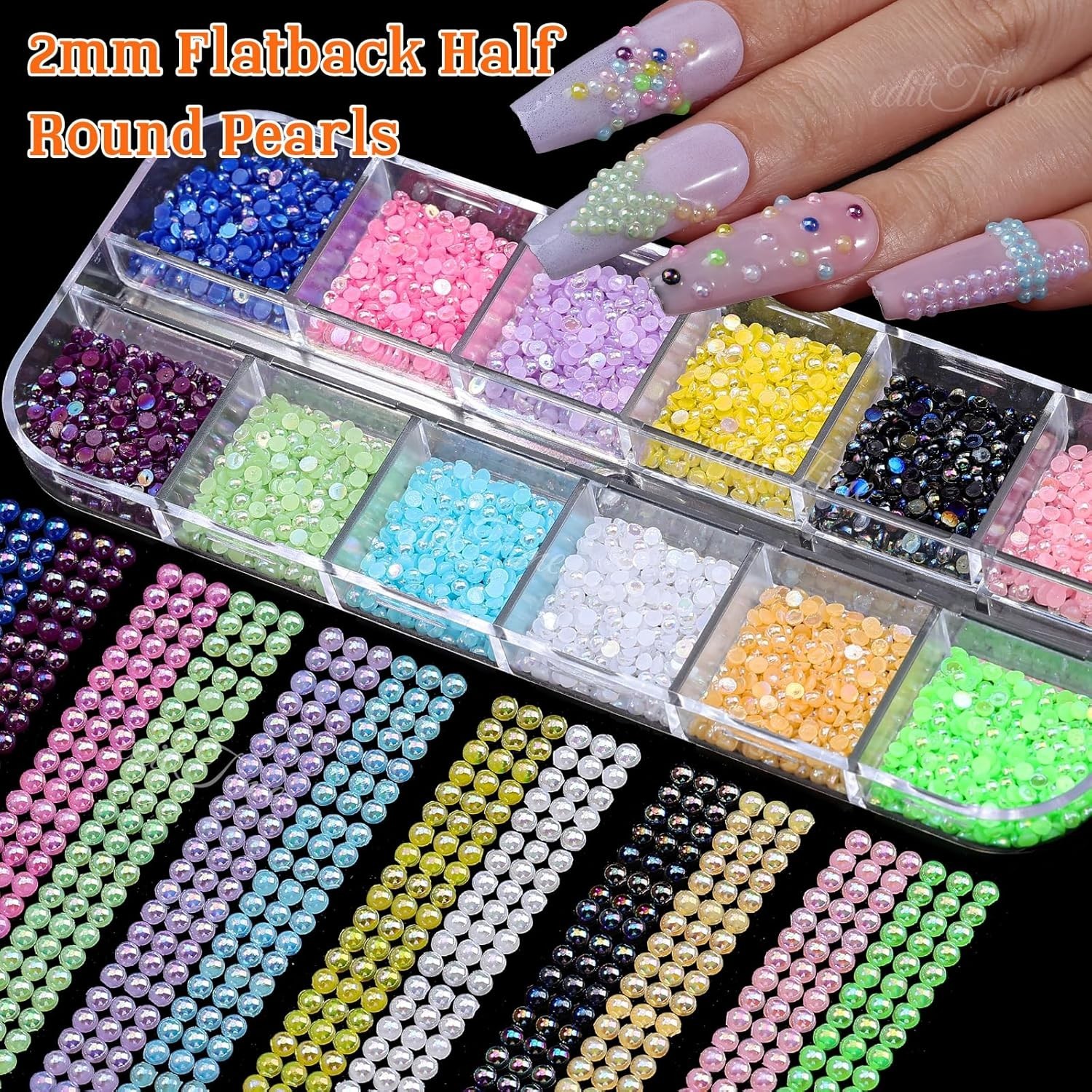 20000pcs 2mm Sparkling Crystal Nail Rhinestones Kit with Tools for Glamorous Art