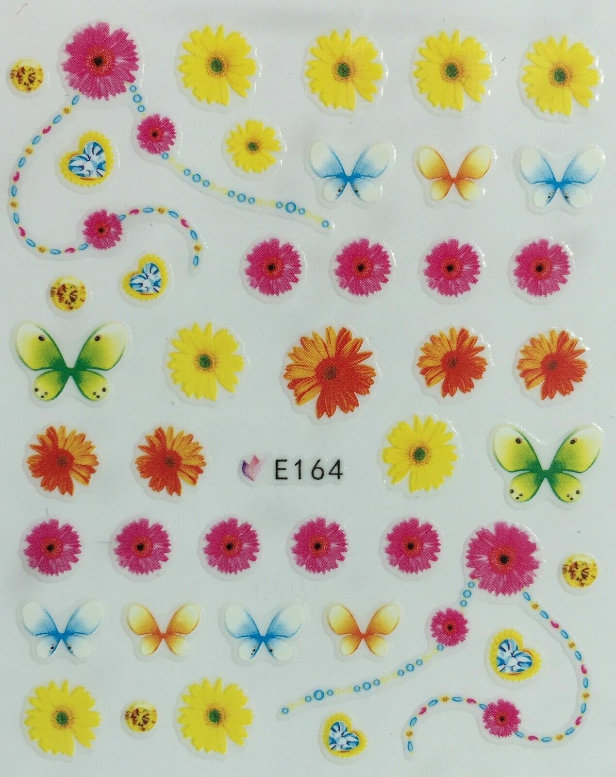 Nail Art 3D Decal Stickers Flowers & Butterflies E164