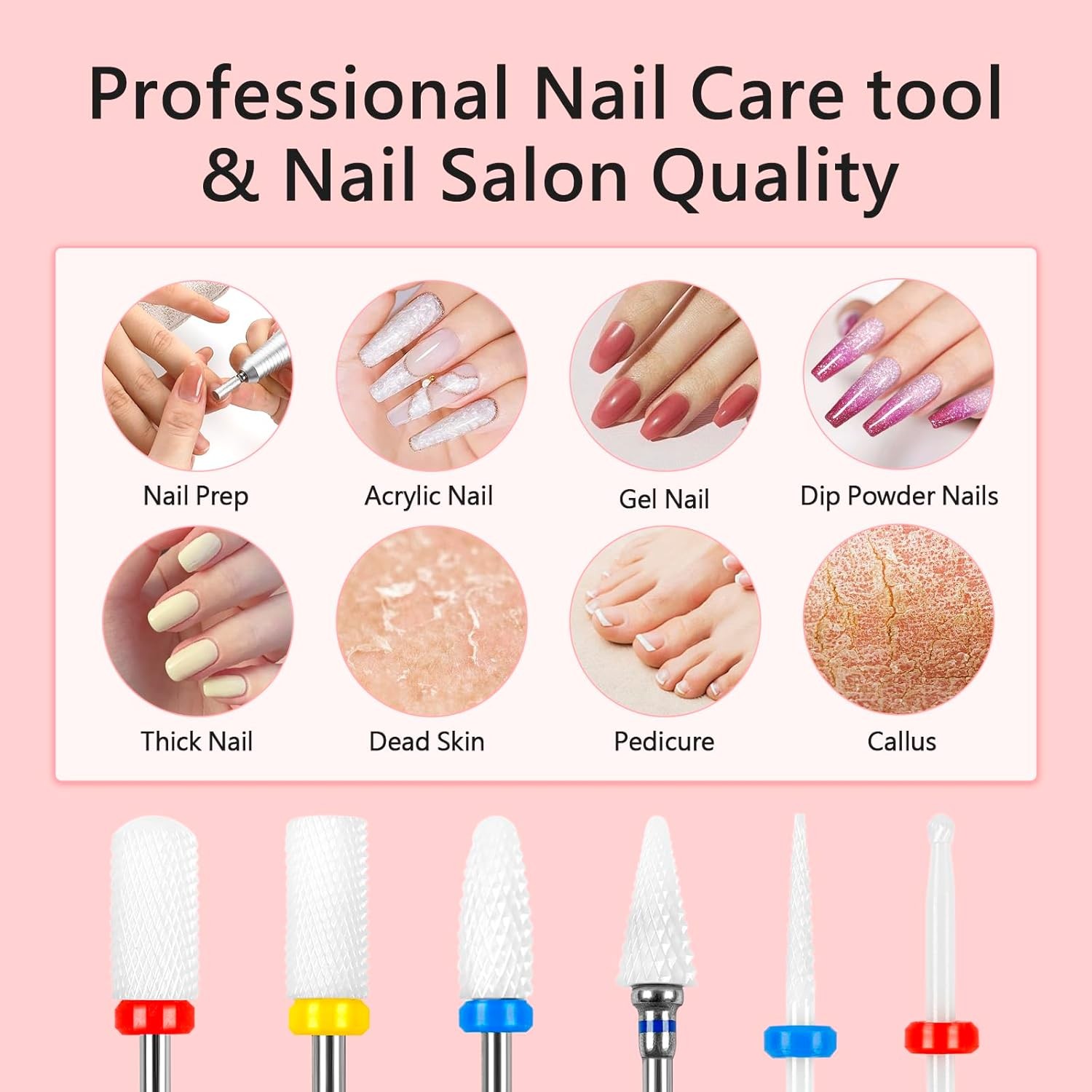 Nail Drill Bits Set – Ceric Bits 3/32” for Prep. Cuticle Removal,
