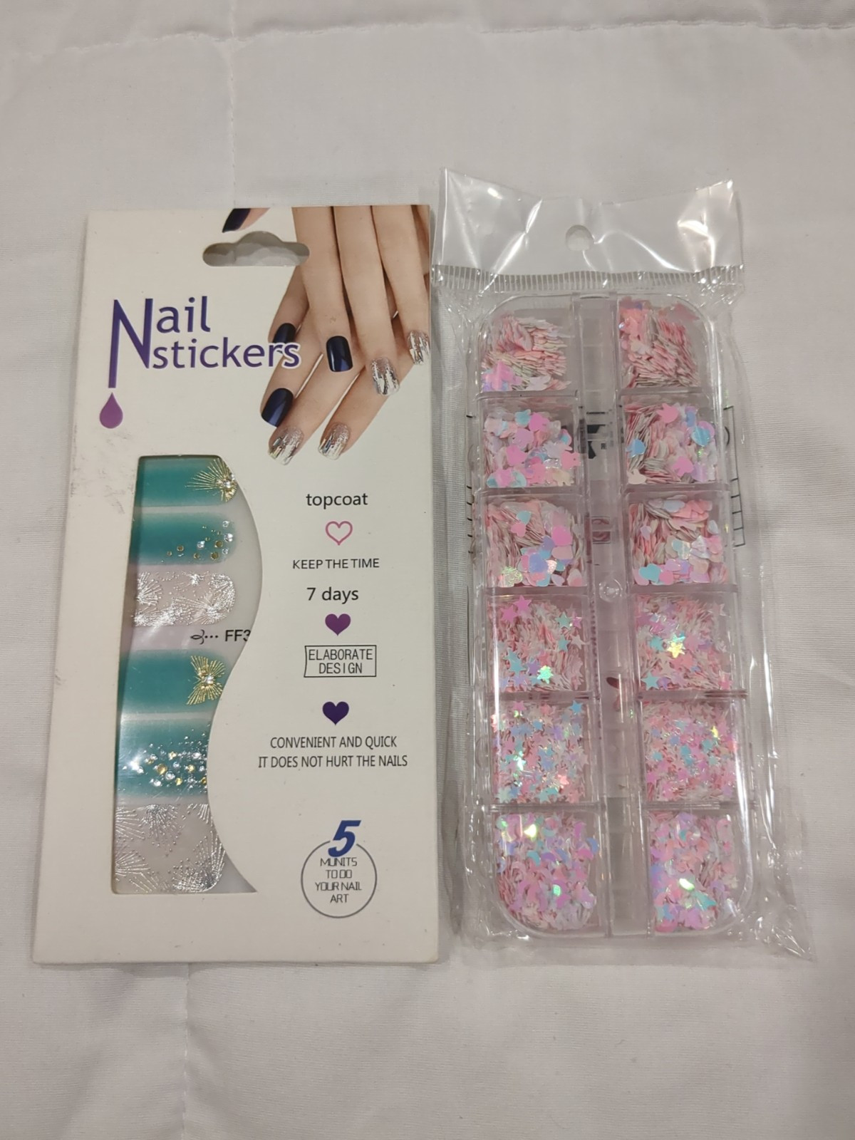 12 Grids Multi Color Spring Nail Glitter Sequins & Nail Art Stickers – New