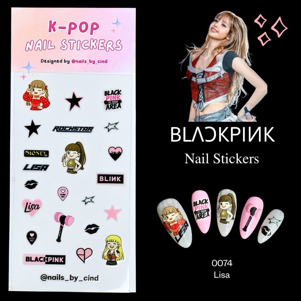 BLACKPINK BLINK KPOP NAIL STICKER CASE IPHONE FAN MADE KOREA JISOO ROSE GIFT Z10