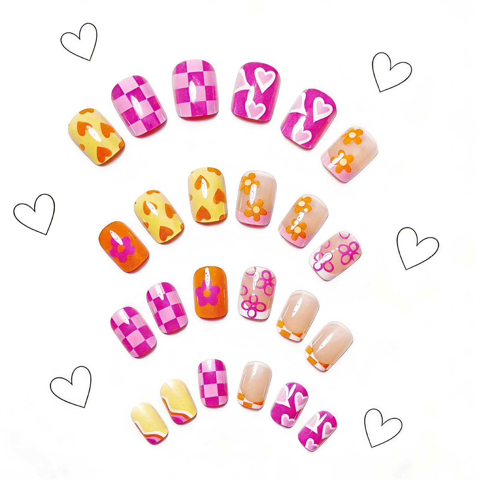 Colorful Summer Cute Little Flower Press-on Nails