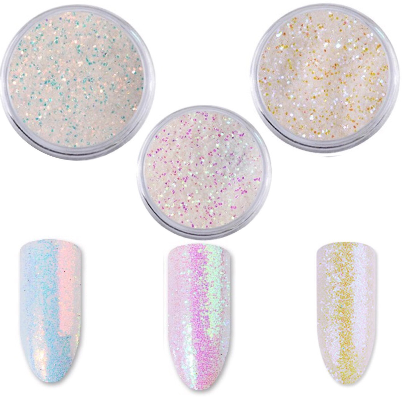 Unicorn Aurora White Sequins Nail Art Glitter Powder MERMAID EFFECT Small Flakes