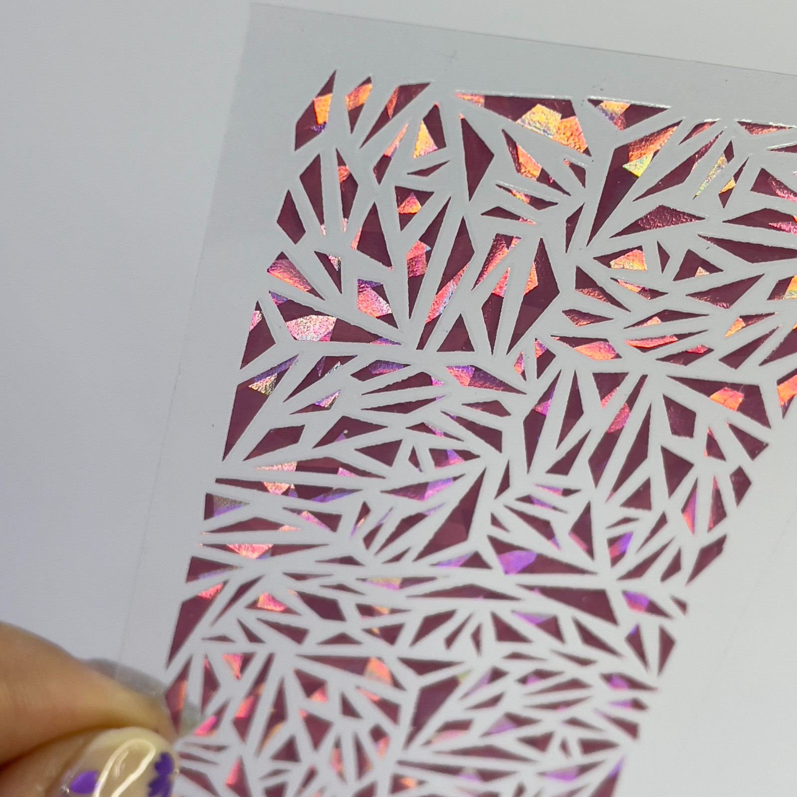 Rose Pink Gold Glass Nail Stickers DIY Pink Aurora Holographic Made in Korea