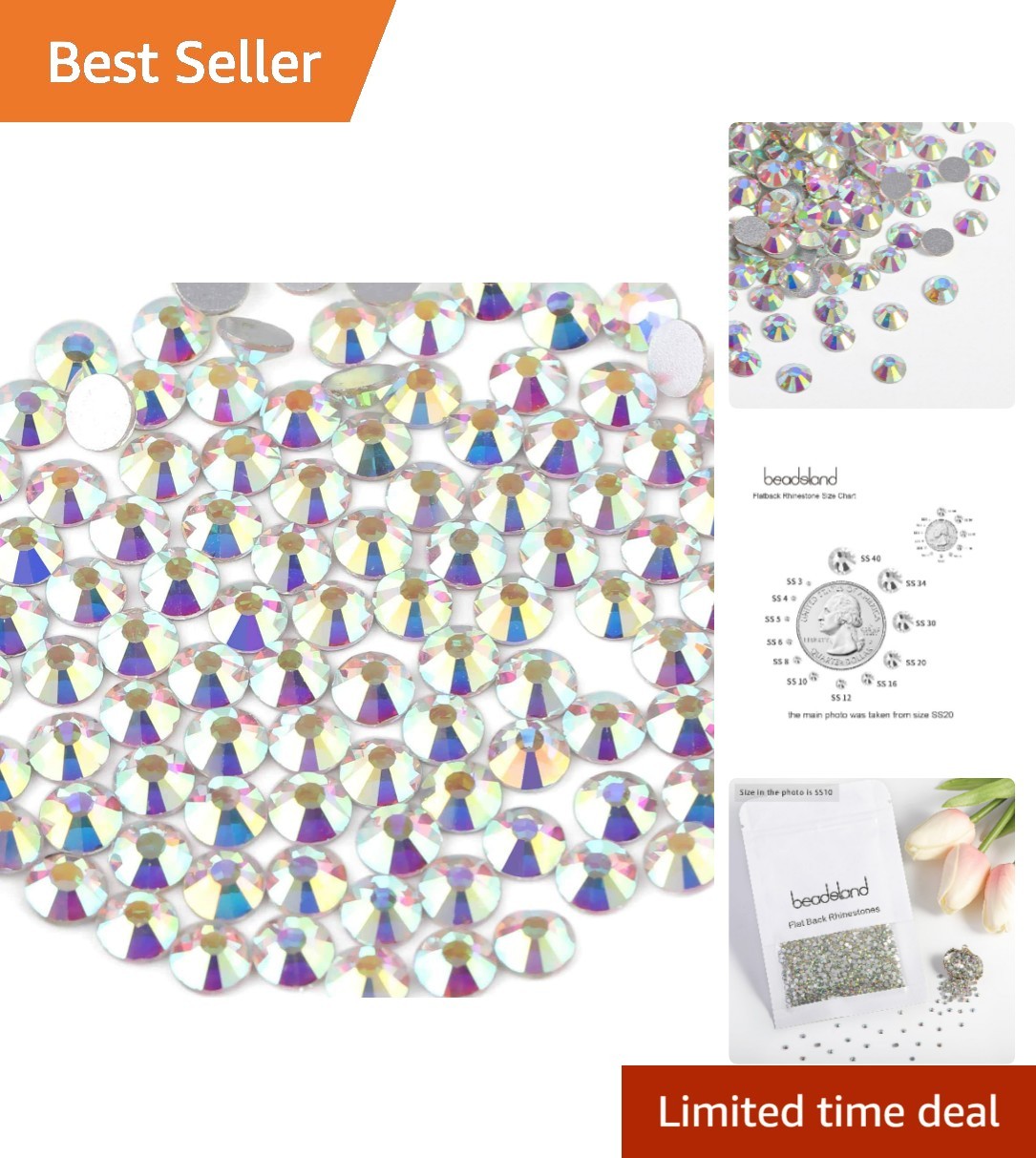 1440pcs Flat Back Crystal Rhinestones Round Gems for Nail Art and Craft Glue …