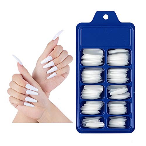 100Pcs White DIY Acrylic French Nail Acrylic Nail Tips 10 Sizes Lady French S…
