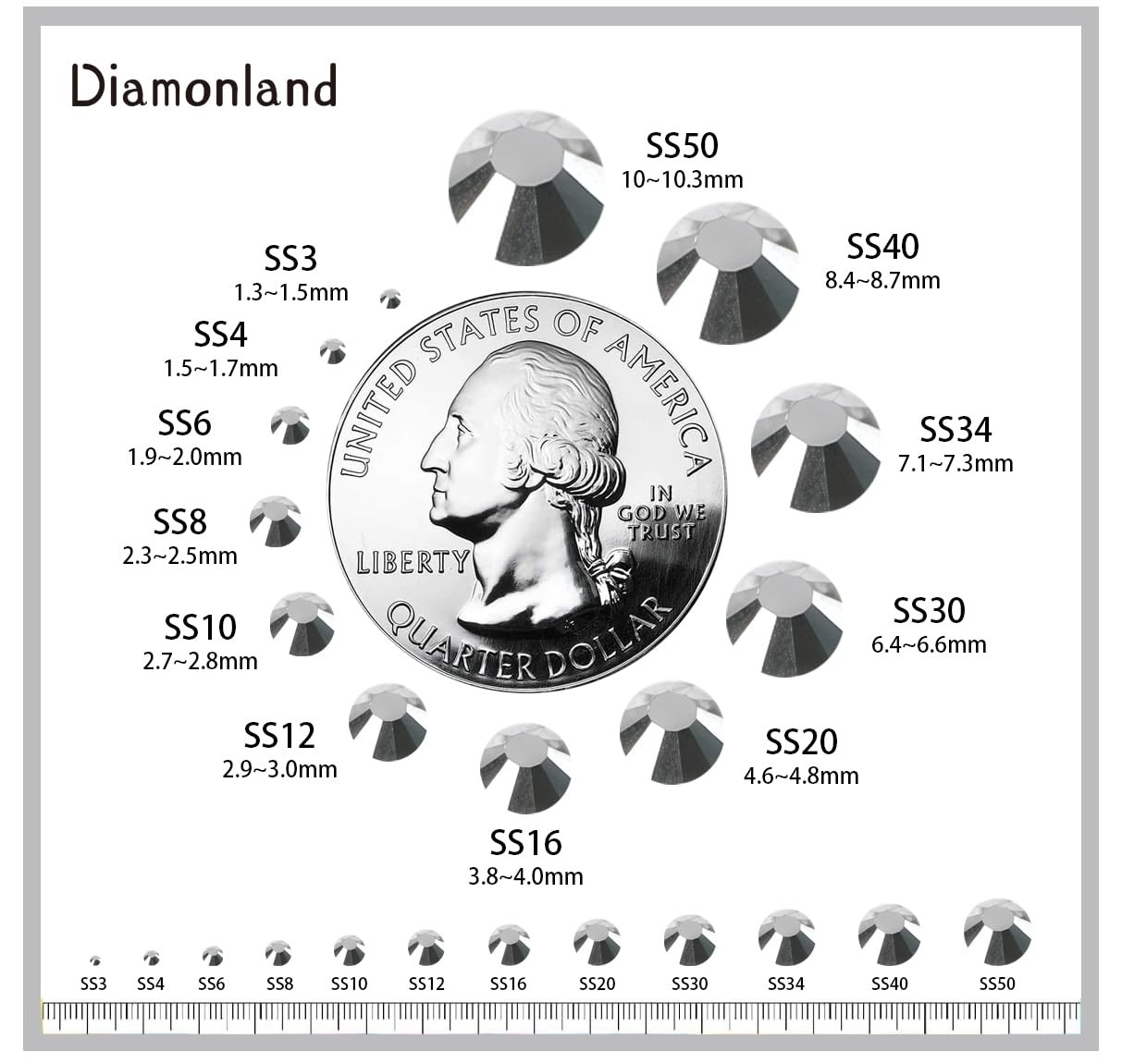 Diamonland Flatback Glass Crystal Rhinestones Rounds Gems for Bedazzling Nail…