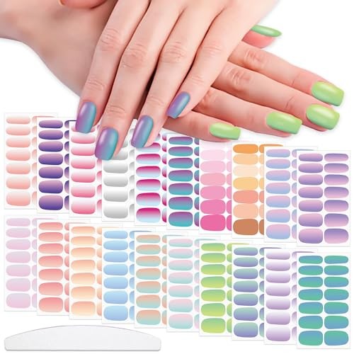 20 Sheets 280 Pieces 3D Solid Gradient Cat Eye Nail Polish Strips, Gel KIT4
