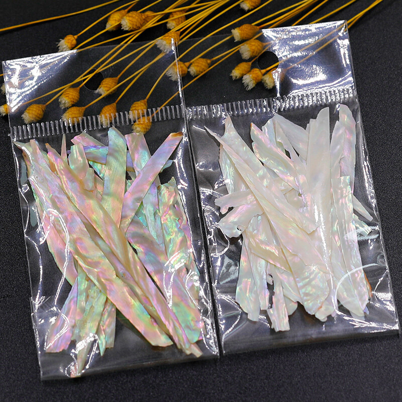 3g DIY Abalone Shell Slices Long Strips Shell Flakes Thin Iridescent Nail Decors