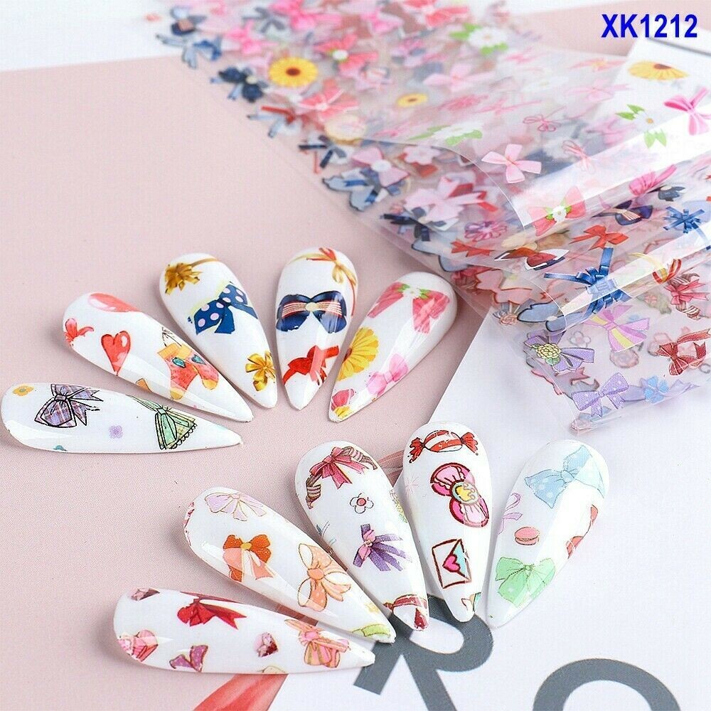 Bow Daisy Love Bowknot Flower Rose Nail Foil Transfer Sticker 10pcs 20X4cm 1212