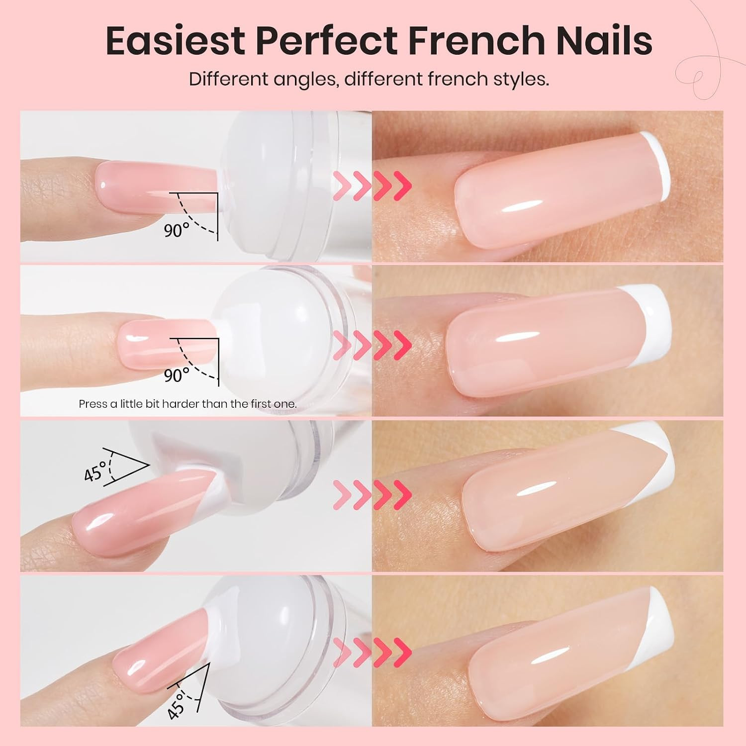 French Tip Tool: Stamp Gel Silicone Nail Stamp Kit | Long Silicone Stamper, Peel