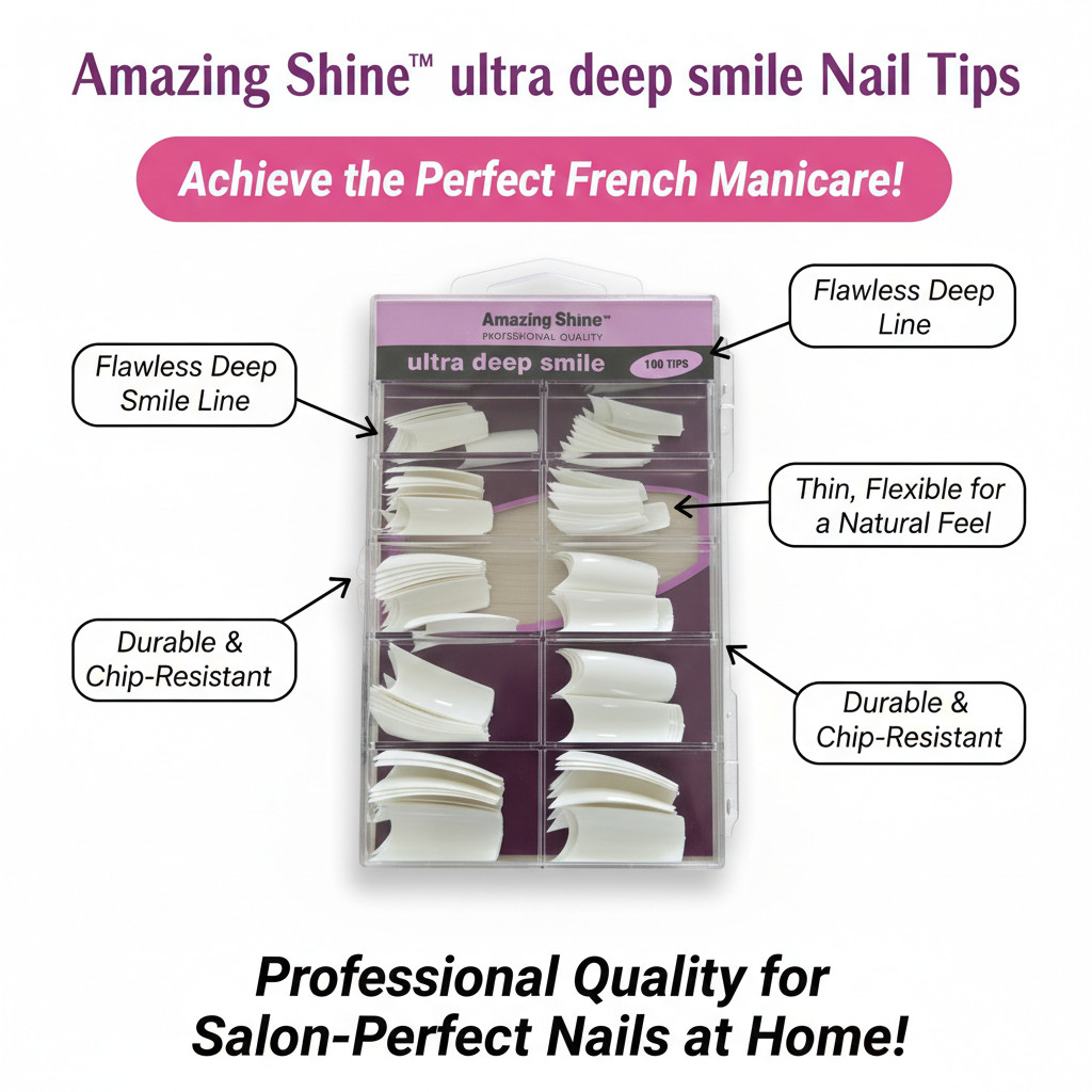 Ultra Deep Smile Nail Tips Set Amazing Shine French Acrylic Gel Extension Tips
