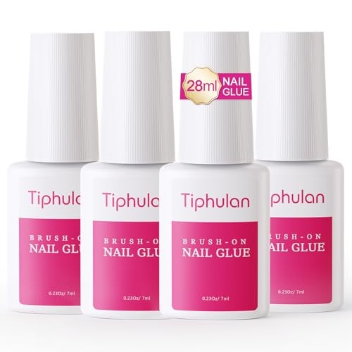28ml Brush On Nail Glue for Press On, Acrylic Nails – Super Strong, 4pcs