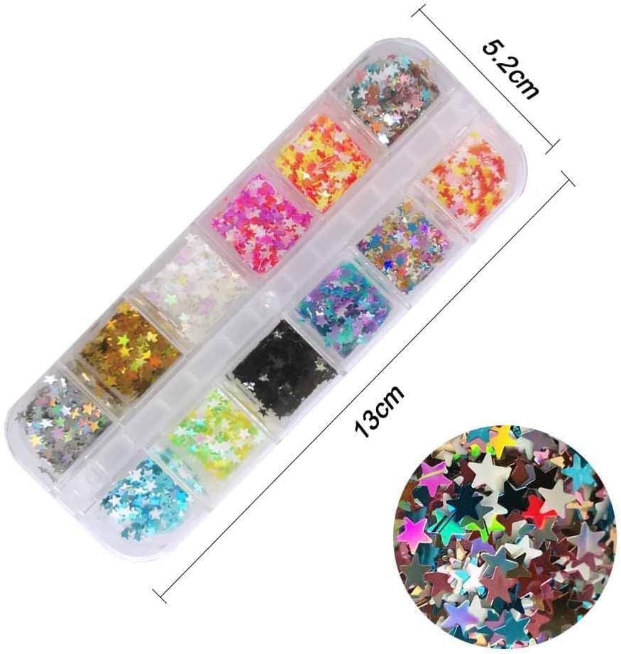 Star Glitter Confetti, 24 Boxes Holographic Sequins 3D Laser Nail Art Flakes …