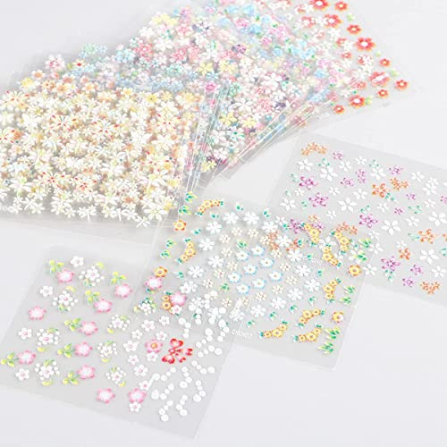 30Sheets Colorful Flower Nail Art Stickers Decals 3D Self Adhesive Nail