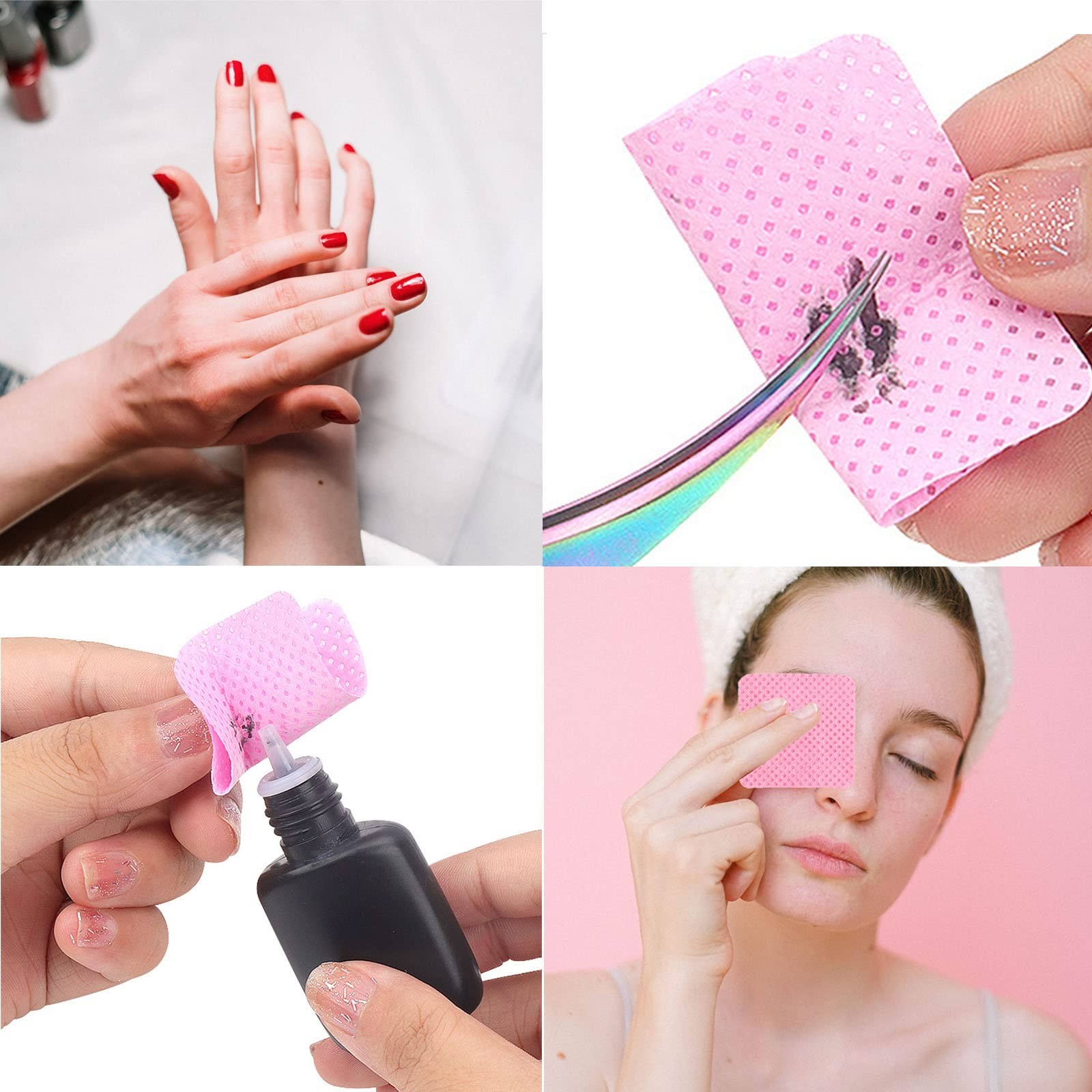 Lint Free Nail Wipes, 1200Pcs Pink Eyelash 1200 Count (Pack of 1),