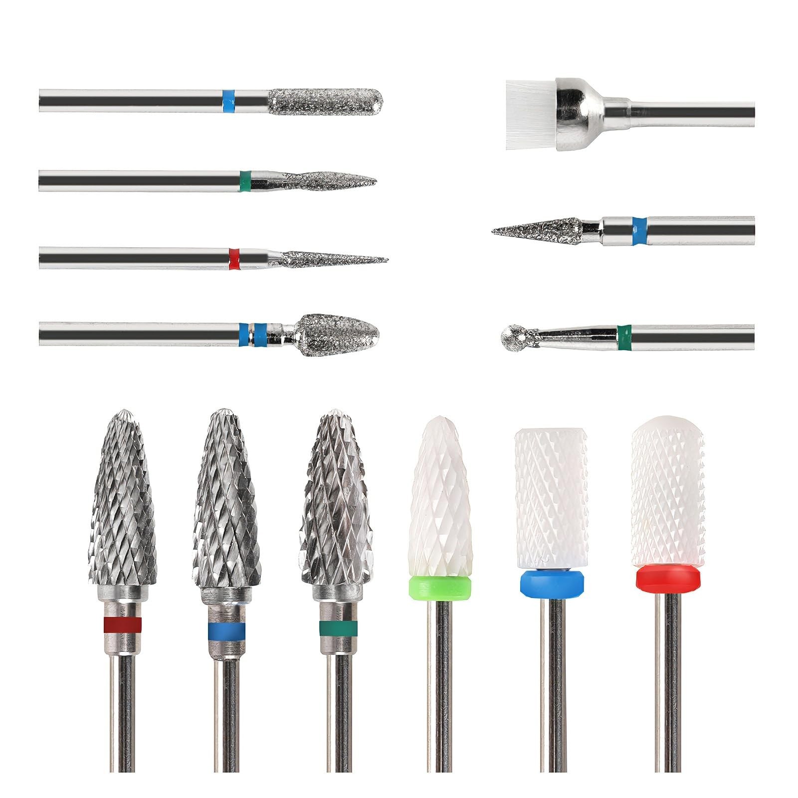 13PCS Nail Drill Bits Set, 3/32” Professional Nail Drill Bits, Tungsten Ca