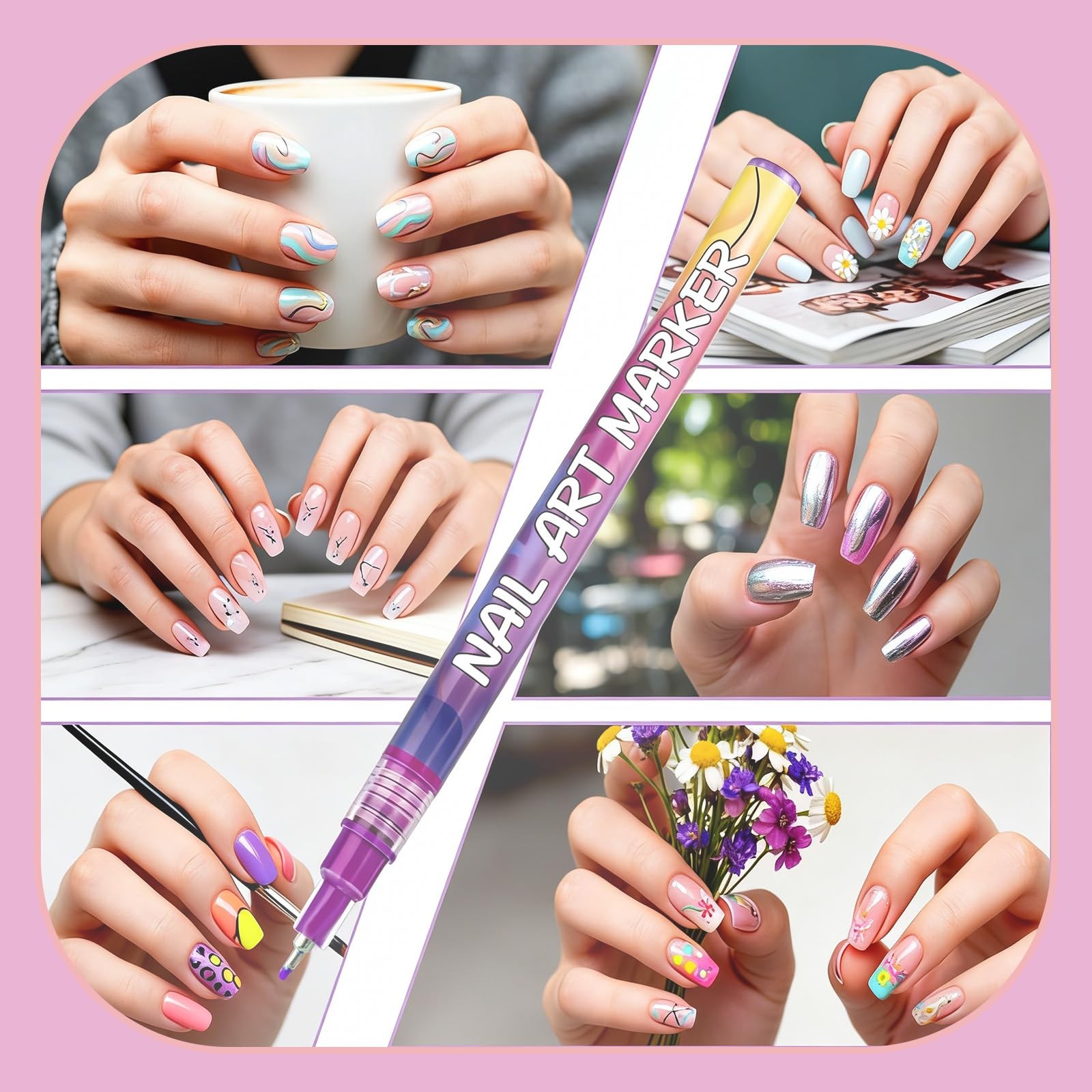 Nail Art Pens, 24 Colors Precision Tip Nail Art Markers Set Easy to Use for B…