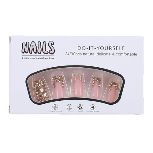 RUOKEXIN Medium Press on Nails Square Fake Nails Pink False Medium Style-Z5Z16