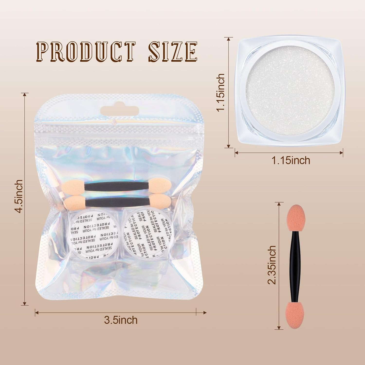 Artdone 2 Jars Chrome Nail Powder White and Gold Pearl,Iridescent Aurora Powder