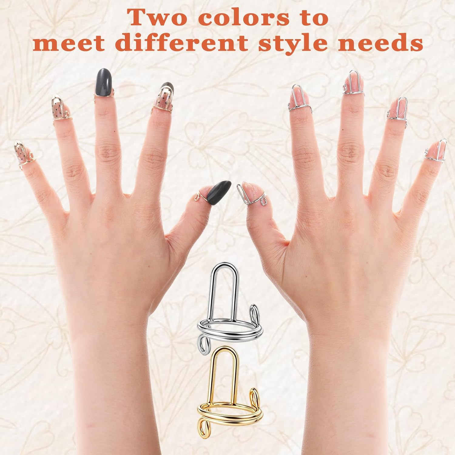 20PCS Wudu Nail Rings with 120PCS Adhesive Tabs Adjustable Nails Ring Reusable