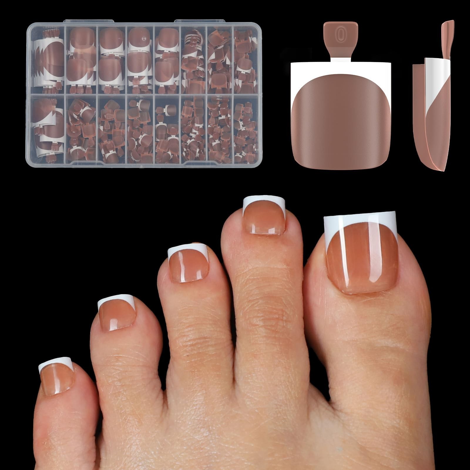 300 Pcs French Tip Toe Nail Tips Press on- Anyos Real Square Nail Tips,Full C…