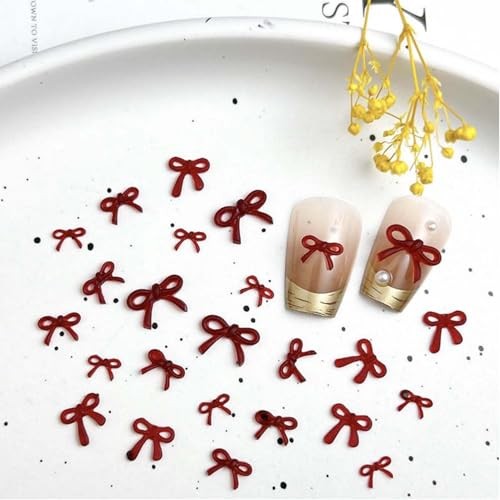 12Grid Bow Nail Charms 3D Red Bowknot Nail Art Rhinestone Design Rhinestone 02