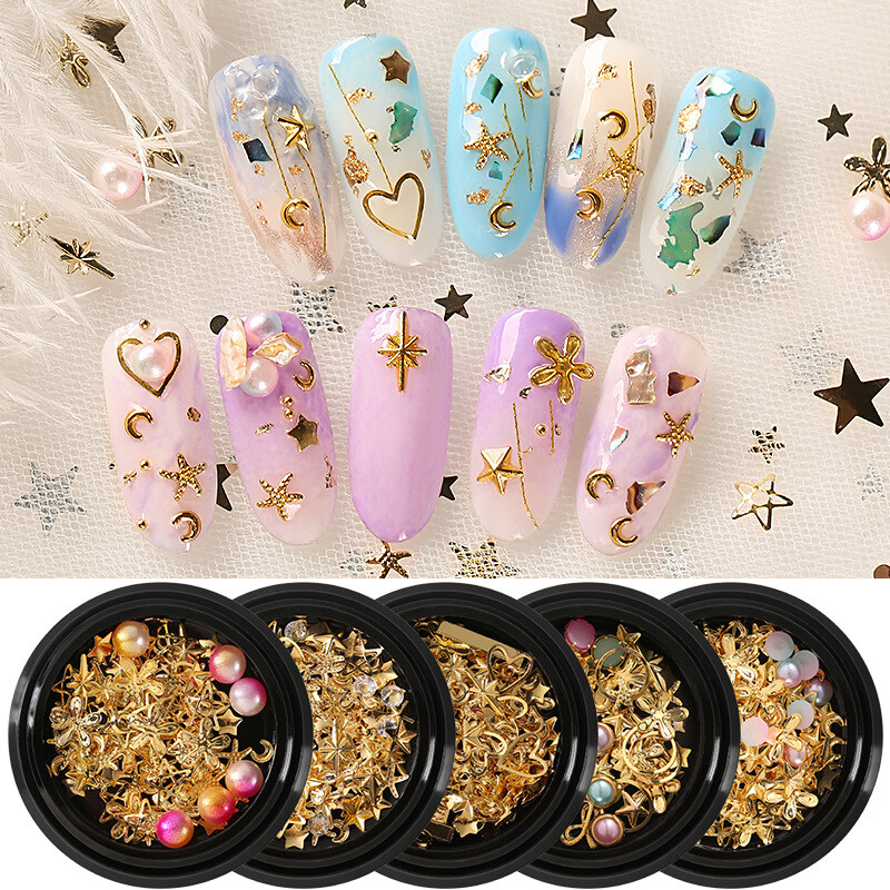 Starry sky/Moon/Star/Heart many design Metallic Nail art Decoration Mix- Jargod