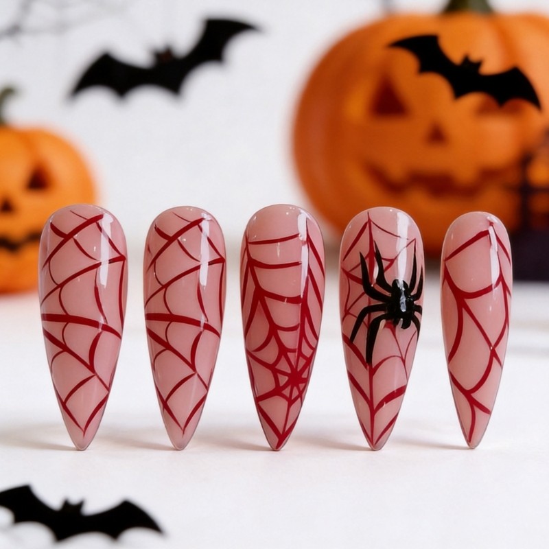 Halloween Party Nail Set with Press On Art for Costume Makeup Looks