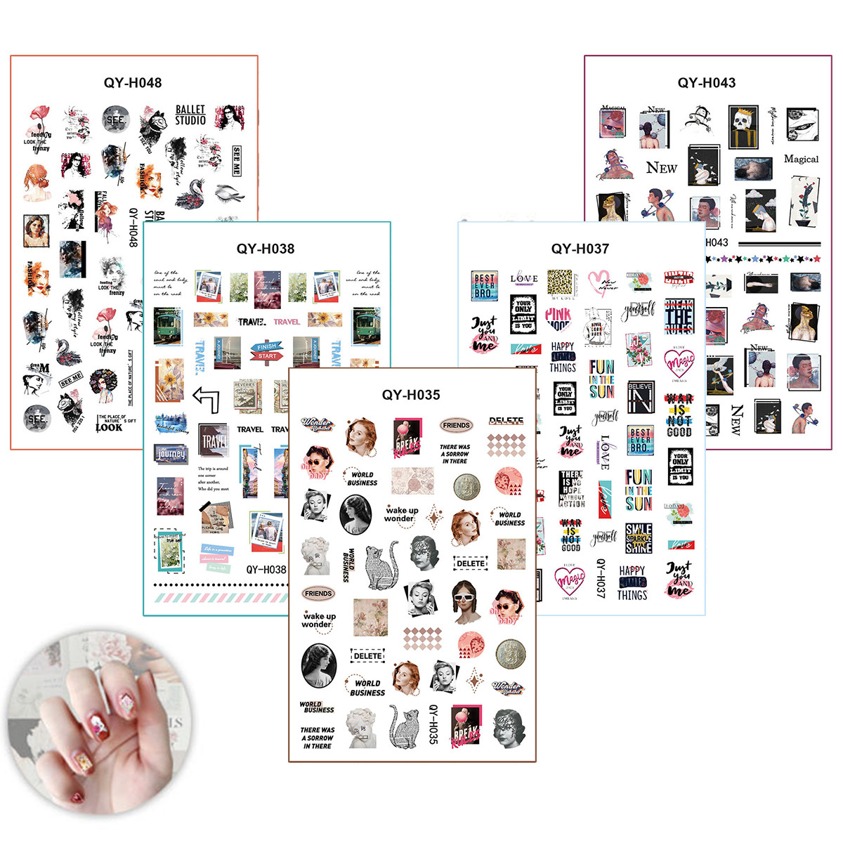 Graffiti Fun Nail Art Stickers Self-Adhesive Minimalist Design Nail Decorations