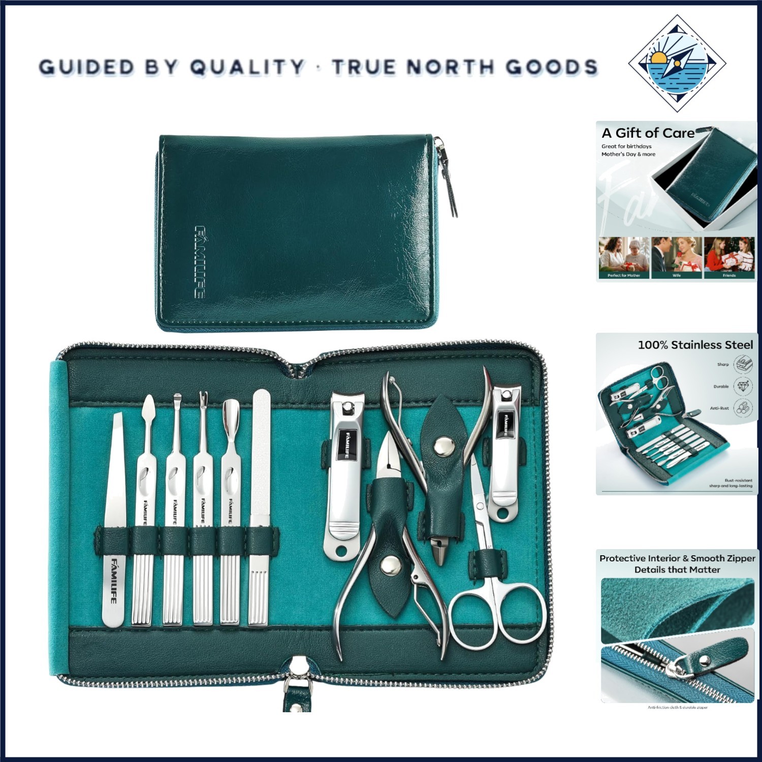 Professional 11-Piece Nail Kit with Stainless Steel Clippers and Travel Case