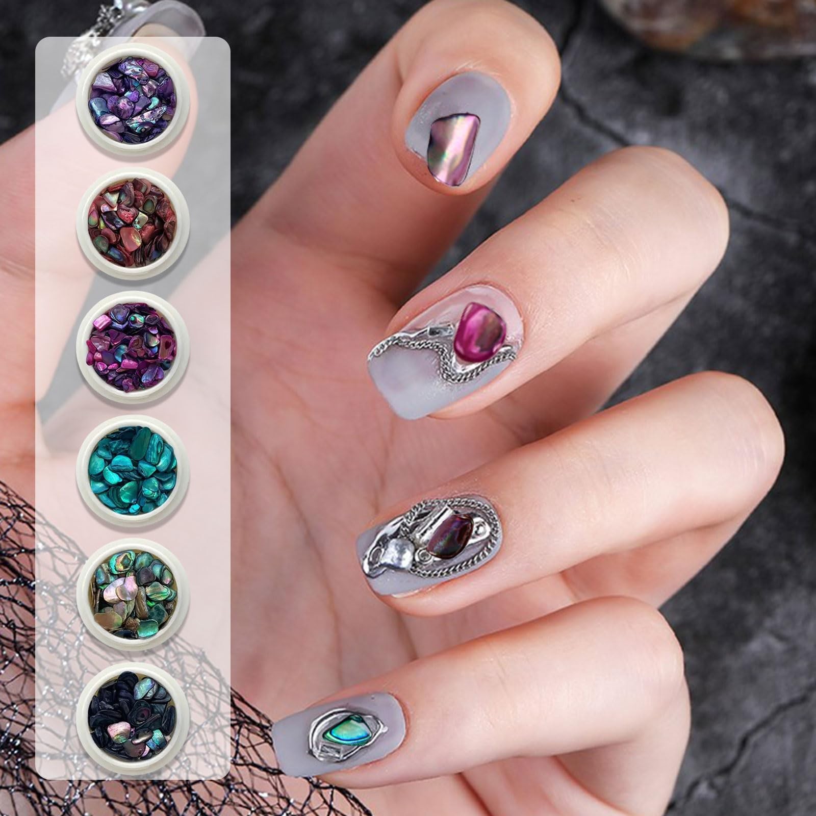Abalone Shell Flakes for Nail Art, Mixed Size 3D Abalone Shell Fragments for …