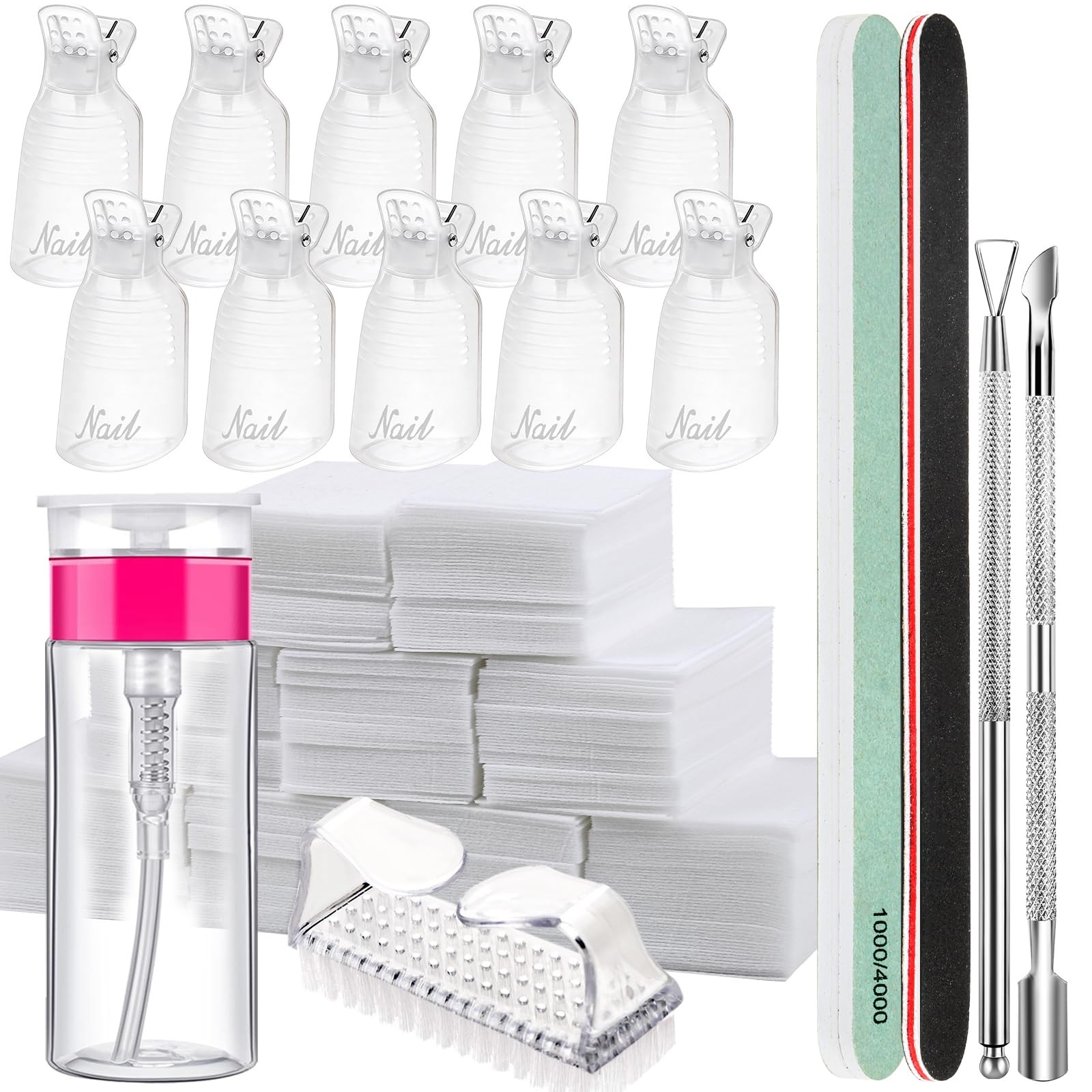 FANDAMEI Nail Polish Gel Remover Tools Kit, 10 Pcs 516 Piece Set, B-Clear