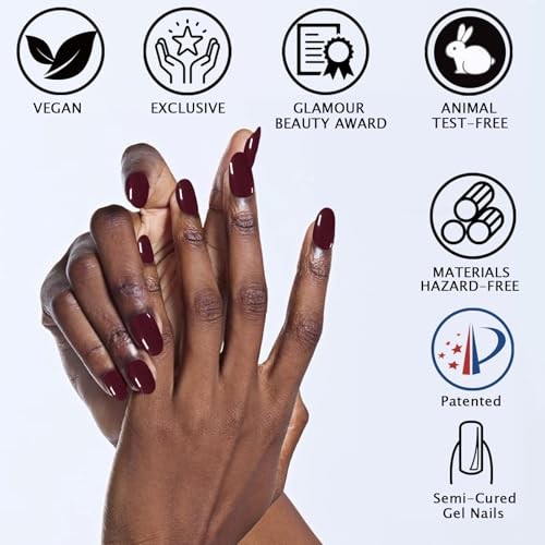 Burgundy Semi Cured Gel Nail Strips 20Pcs Gel Nail Stickers Polish 03-burgundy