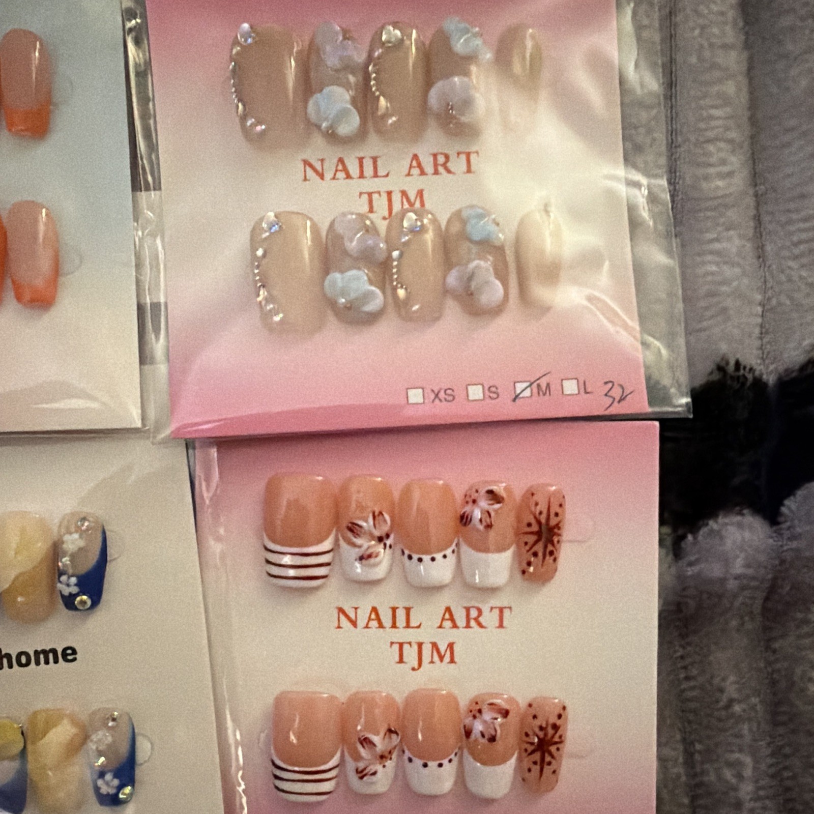 Nail Art TJM Lanyue Fat Fat’s home Press-On Nails Medium Square 3D Floral
