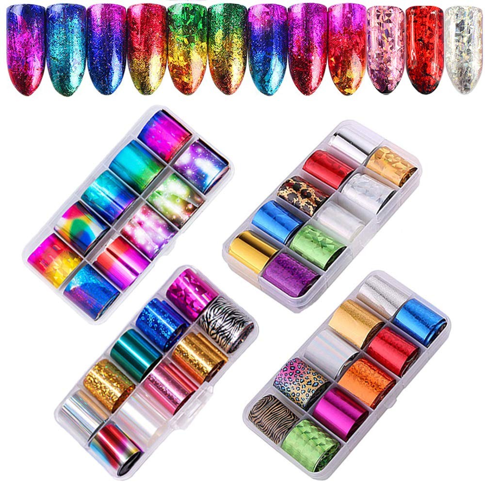 40 Rolls Starry Sky Nail Foil Adhesive Transfer 40 Count (Pack of 4), A