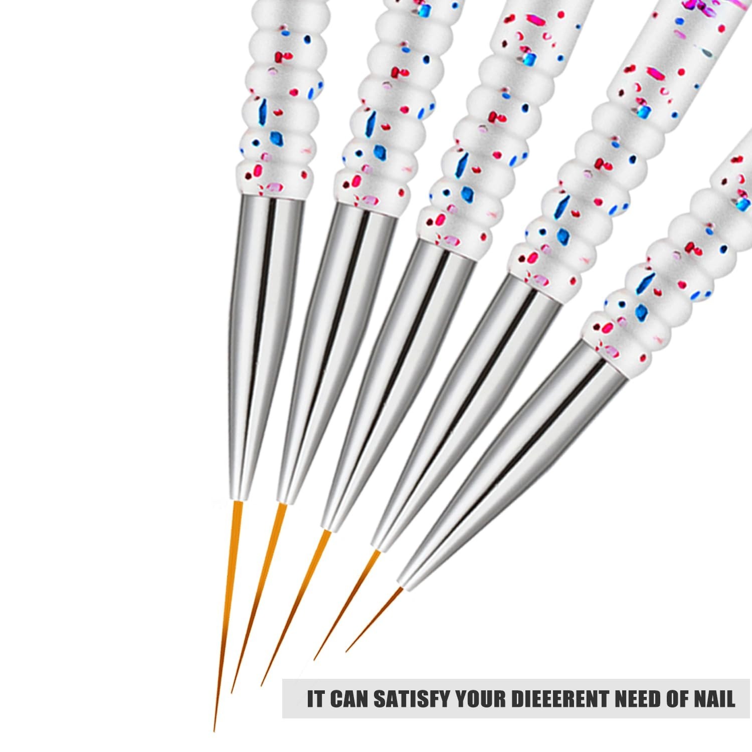 5Pcs Nail Art Liner Brushes, Nail Gel Polish Painting Brush Set, Thin Nail Art D