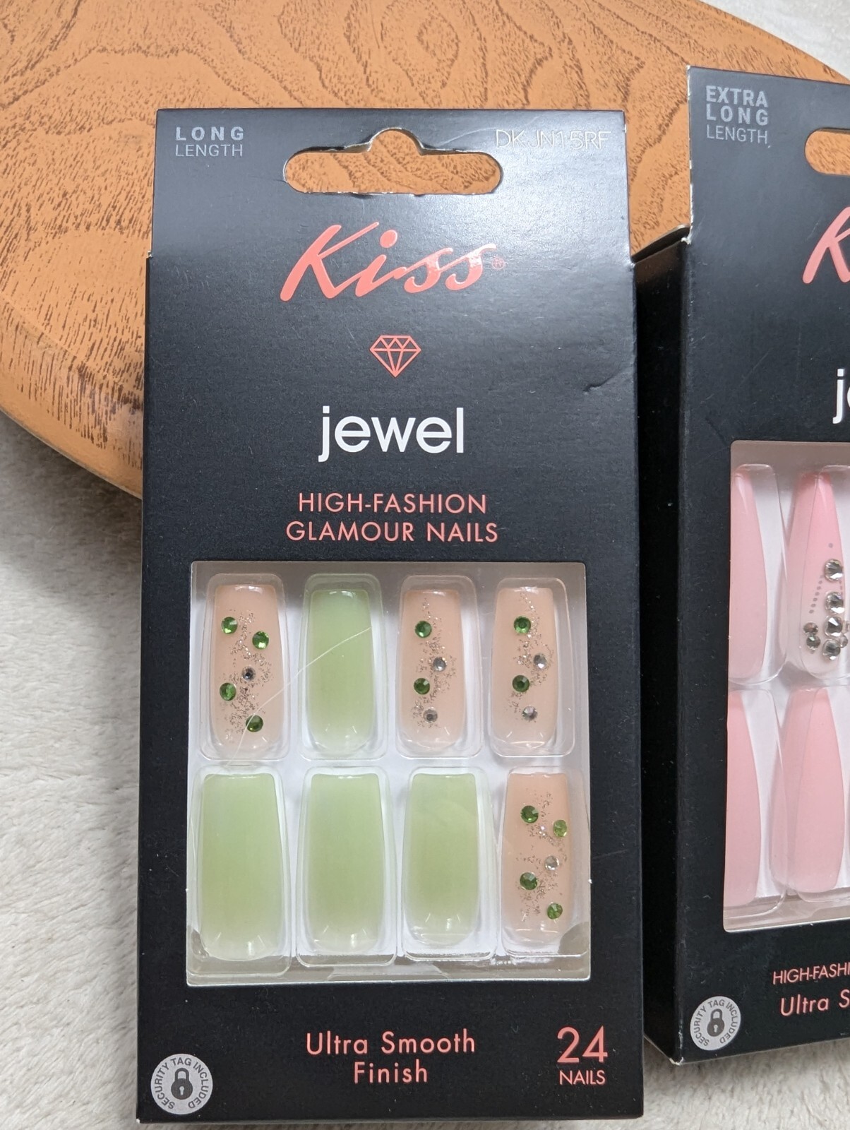 Kiss Jewel High Fashion 2 BOXES Glamor Nails Long& Extra Long Sparkly Jewels NIB