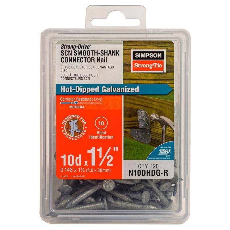 Simpson Strong-Tie N10DHDG-R Hot Dip Galvanized Smooth Head Connector Nail 9 ga.