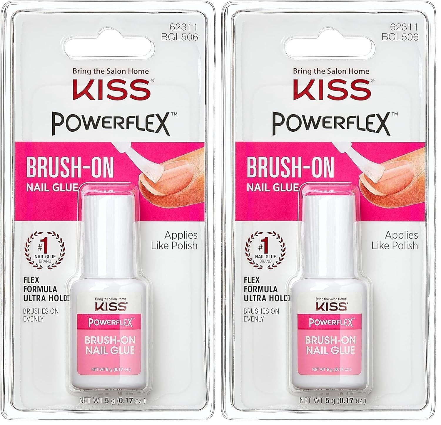 KISS PowerFlex Brush On Nail Glue Ultra Hold 5g x2 Press On Nail Adhesive