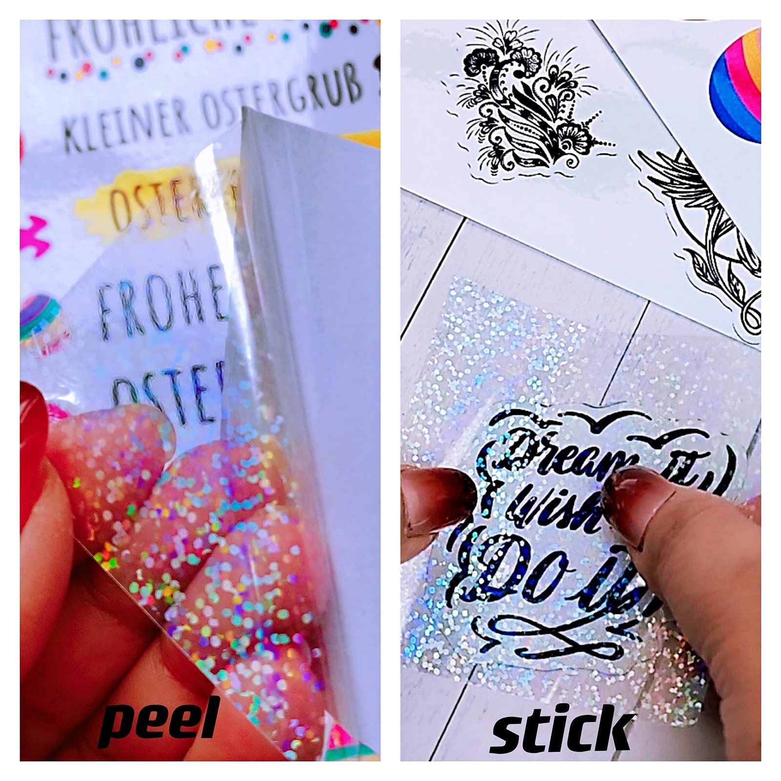 Bleidruck 25 Sheets Sand Stars Holographic Sticker Paper A4 Size Glitter Clea…