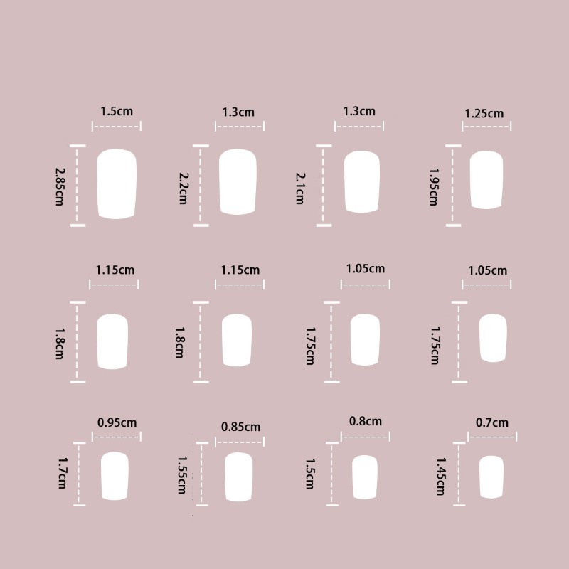 48PCS Cute Kawaii Bear Heart Bow Nail Reusable Fake Nail Art