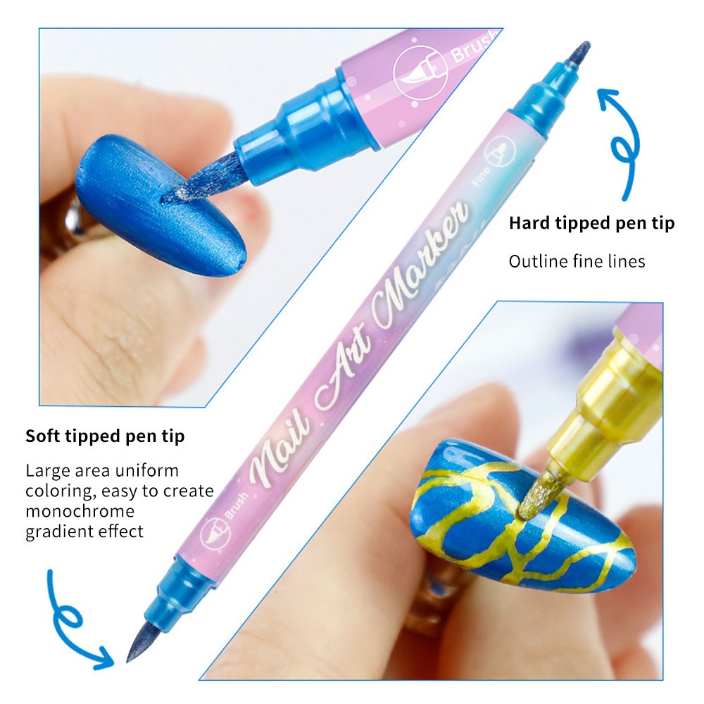 Nail Art Marker Pens Set with Vibrant Colors DIY Patterns for Professional JQ