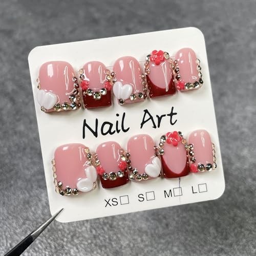 French Tip Press on Nails Handmadehortquare 3D Thick Acrylic Nails S Style37
