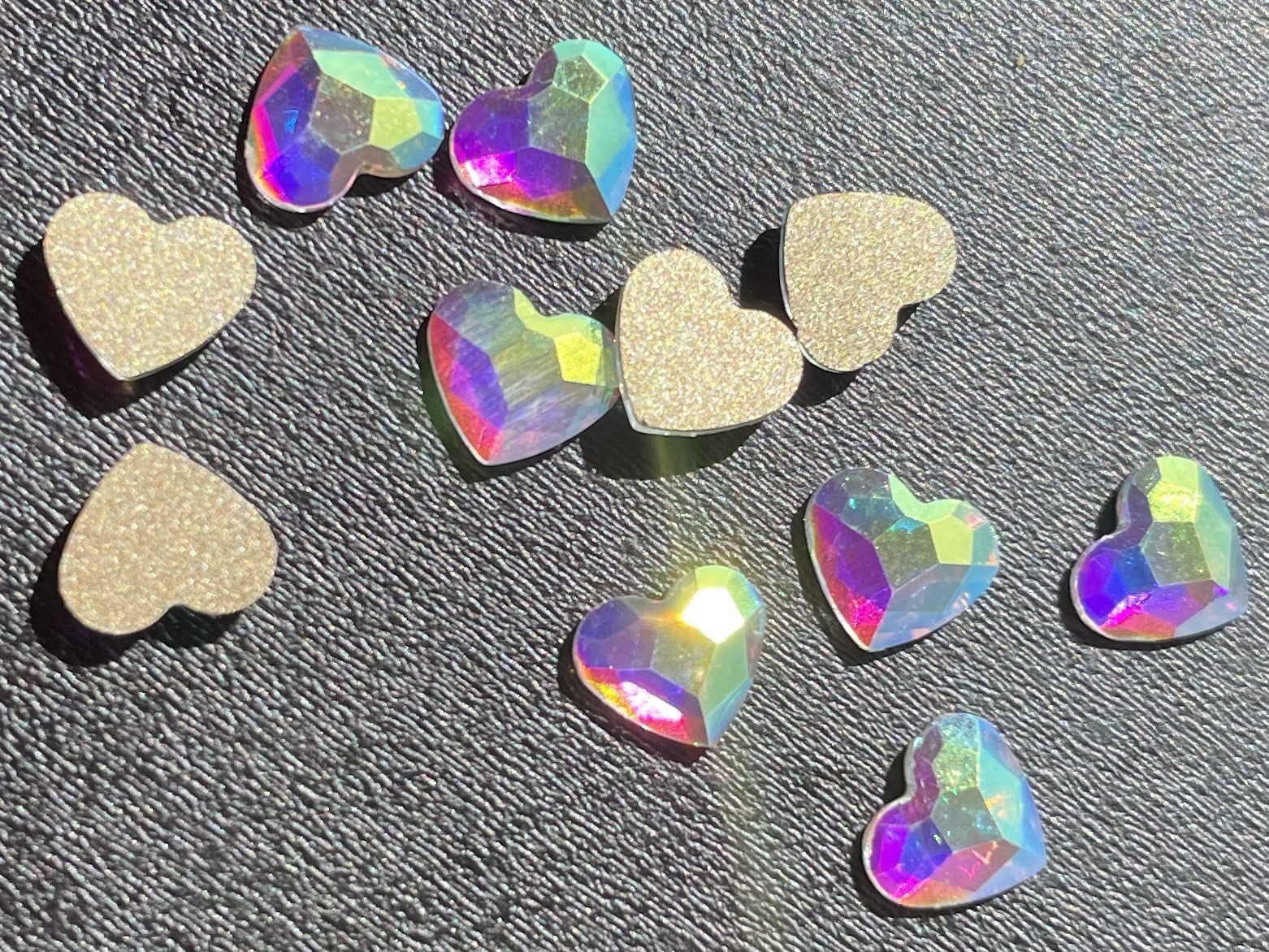 40Pcs Heart Crystal AB Rhinestone In Grids Multi Shape Flat- Back Nail Art