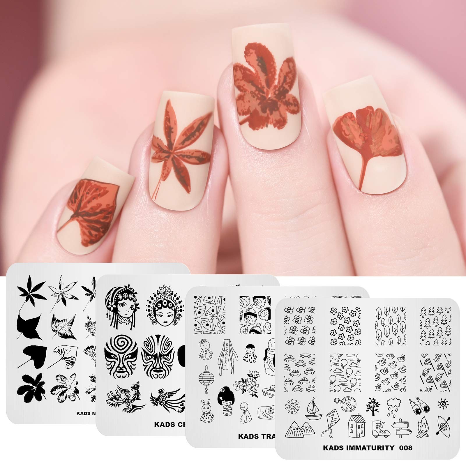 20Pcs Nail Art Stamping Plates Set – Floral, Animal & Leaf Designs for DIY Manic